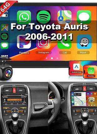 Hodozzy - штатная автомагнитола для toyota auris 2006-2011, 10" экран, carplay/androidauto, 4гб + 64гб, wifi/gps/fm/bluetooth/usb