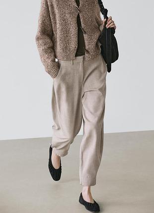 Вовняні штани massimo dutti, трендовий крій буфант (бочонки)