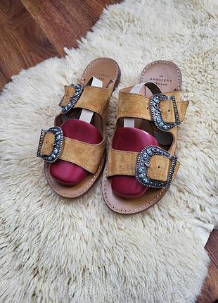 Кожаные замшевые шлепанцы les souliers sézane 36 р.