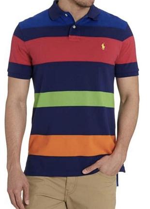 Поло polo ralph lauren color block shirt l multicolor striped cotton c