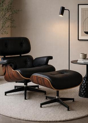 Комплект меблів для зони відпочинку: крісло relax black з оттоманкою та столик лола