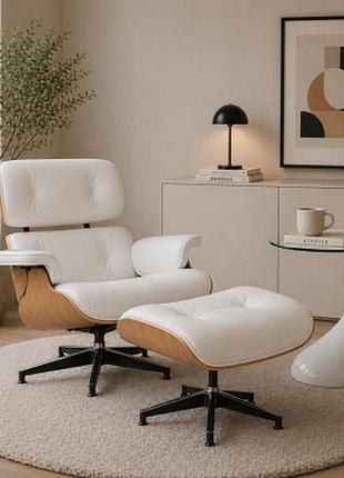 Кресло relax white с отоманкой и журнальный столик перла – премиальный комплект мебели