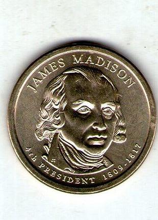 Сша 1 долларов, 2007 4-й президент сша - джеймс мэдисон (1809-1817) no2988