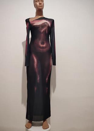 Обтисле сексуальне прозоре максіплаття з еластичної сітки в стилі jean paul gautier