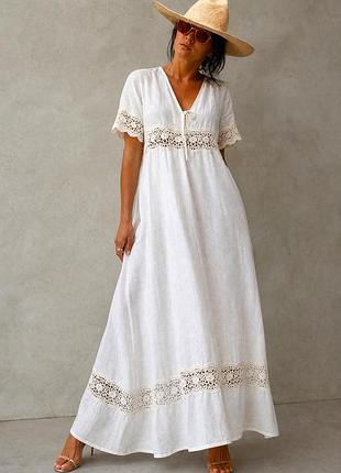 Белое длинное льняное платье please fashion италия