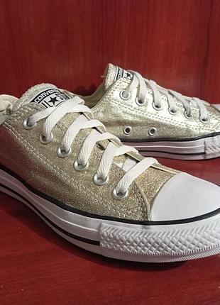 Жіночі золотисті кеди converse all star 37 розмір | стильні блискучі кеди 37 р. (23,5 см) - 600 грн