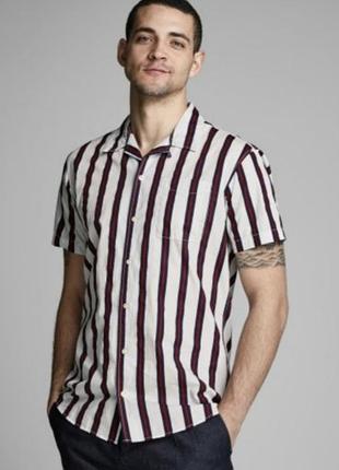 Сорочка у смужку  jack & jonеs р l- xl  бавовна в ідеалі