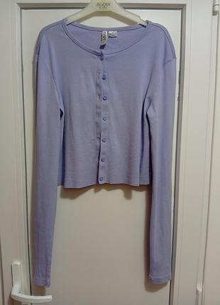 Укорочений кроп-кардиган h&m divided в рубчик / лавандова кофта на ґудзиках
