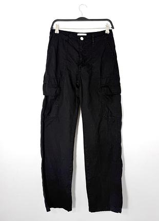 Черные брюки карго прямого кроя zara