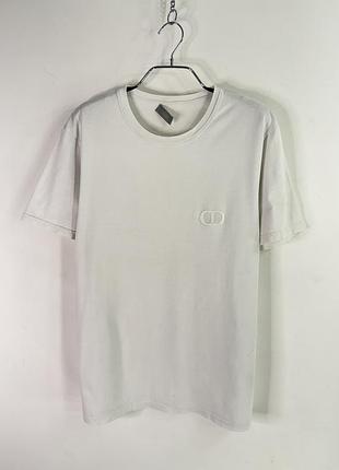 Dior white cotton jersey cd logo embroidered t-shirt xl size