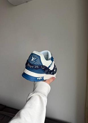Louis vuitton trainer sneaker white blue