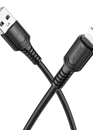 Кабель синхронизации borofone bx116 fast charging 2.4a usb to lightning 1 м black (37161_3610587)