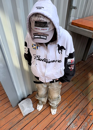 Худи protocol index buttivore zip hoodie / white melange — купить