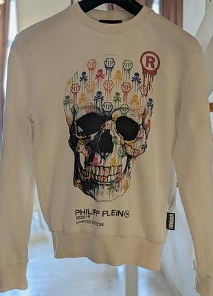 Свитшот philipp plein белый, стильный, размер s/m