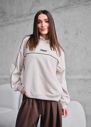 Женское худи staff jo light beige reflective бежево-молочное экрю