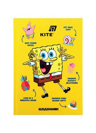 Дневник школьный kite твердая обложка sponge bob (sb26-262)
