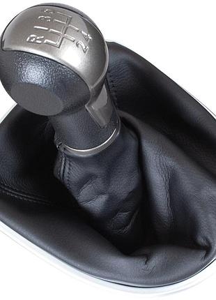 Seat leon ii 2005- ручка перемикання передач чорний-бежевий + чохол із рамкою 5 передач