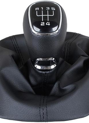 Skoda octavia ii 07-14 ручка перемикання передач чорна abs + чохол із рамкою 5 передач