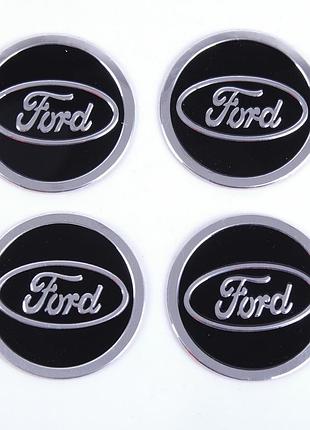 Наклейка на колпаки ford (60мм) черная (4шт)