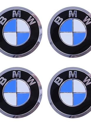 Наклейка на ковпаки bmw (90мм) чорна-синя (4шт)