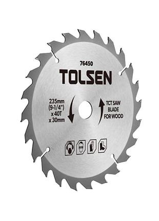 Диск пильный по дереву tolsen 76450 235 мм 40 зубьев сталь