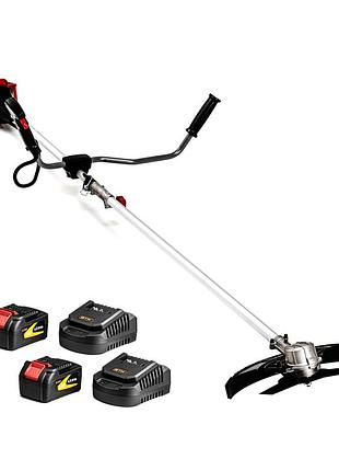 Аккумуляторная коса gtm bc36/340bl_kit 36 в + 2 акб 4 ач, 34 см, нож 25,5 см - бесщеточный триммер для травы и сорняков