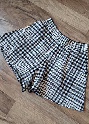 Натуральные хлопковые шорты-юбка в клетку вши zara размер s коттон 100%