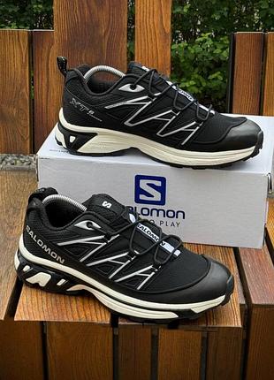Кроссовки мужские salomon xt6 expance (черно-белые) летние демисезонные весна-лето-осень текстиль размер 41-44 новые 1210-2