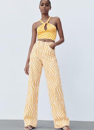Хлопковые джинсы свободного кроя zara