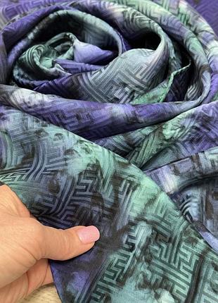 Витончений шовковий шарф-хустка luxe (жакард, tie-dye)