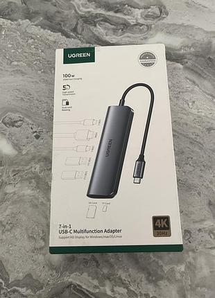 Адаптер ugreen revodok usb-c hub 7-b-1 4k hdmi, 100w pd sd/tf card reader