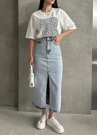 Джинсова спідниця міді mira jeans з асиметричним поясом | коса талія | розмір m