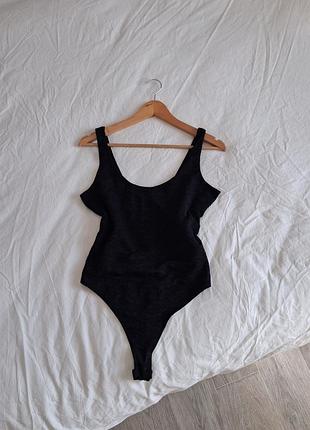 Черный женский боди из текстурной ткани h&amp;m