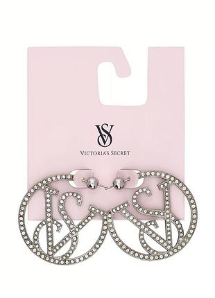 ​✨ ексклюзив: сережки-кільця victoria's secret monogram diamante hoops