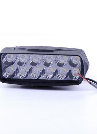 Фара-led прямоугольник 18w (1,5w*12) 10-30v 90*60*55mm дальний (пластик) (1шт) jp058