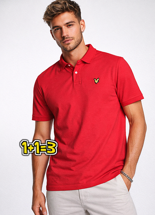 🎁1+1=3 базова чоловіча червона футболка поло lyle&scott, розмір 48 - 50