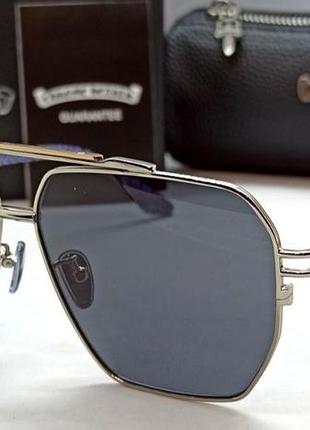 Брендові chrome hearts ripping окуляри чоловічі сонцезахисні сірі лінзи із синіми дужками модні в брендовому пакованні х1