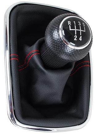 Vw golf iv 97-03 ручка перемикання передач + чехол с red thread и рамкою хром 5 передач