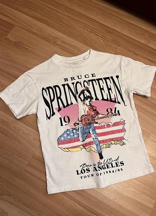 Біла футболка стрази нарядна bruce springsteen f&f