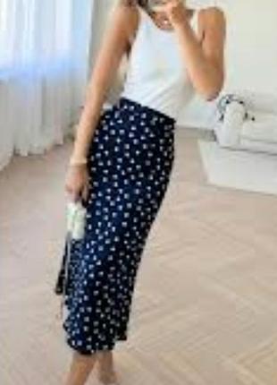 Сатиновая юбка миди в горошек polka dot