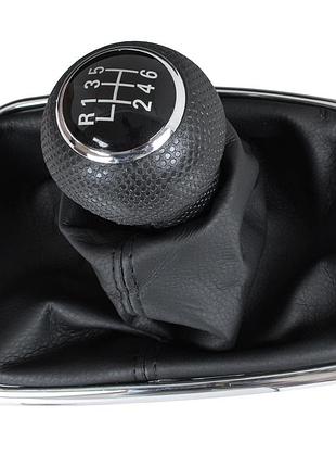 Vw golf iv 97-03 ручка перемикання передач чорна + чехол из рамкою хром 6 передач видвир