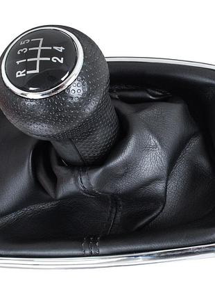 Vw golf iv 97-03 ручка перемикання передач чорна + чехол из рамкою хром 5 передач видвир