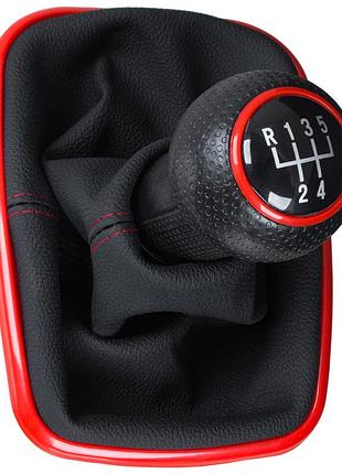 Vw golf iv 97-06 ручка перемикання передач + чехол с red frame 5 передач 23 mm