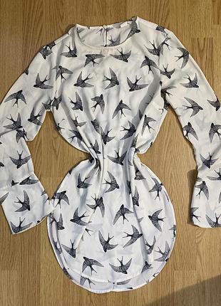 Сорочка блуза h&m з ластівками🕊️🕊️🕊️