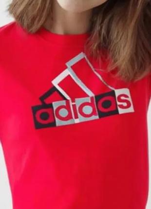 Футболка, топ, майка, блуза adidas унисекс, красная с принтом, 11-12 лет, 152 см, xs/s, 42-44 р.