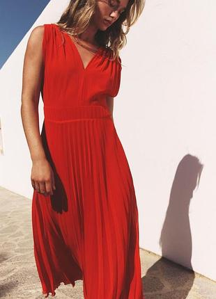 Шифоновое красное платье zara размер м