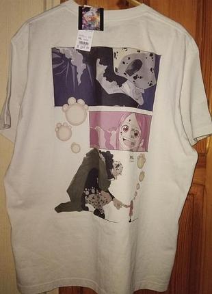 Качественная футболка uniqlo унисекс с принтом на спине р. xl, 52-54укр. новая с бирками