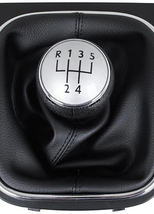 Vw touran 09-12 ручка перемикання передач сріблястий + чорний чохол із рамою хром 5