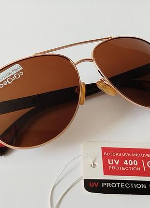 Солнцезащитные очки авиаторы с коричневыми линзами uv 400 с поляризацией.