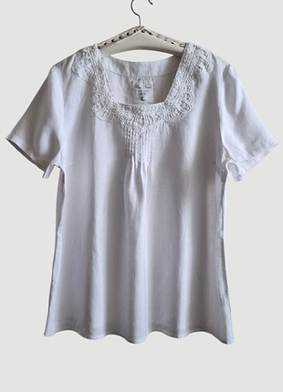 Белая льняная блуза рубашка pure linen р.xl